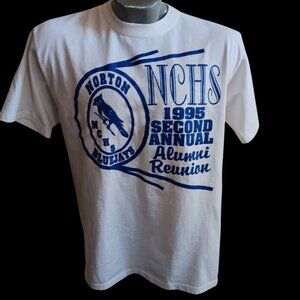 Vintage T-shirt Large Kansas Bluejays 90s 1995 Norton NCHS Reunion RUSSELL
